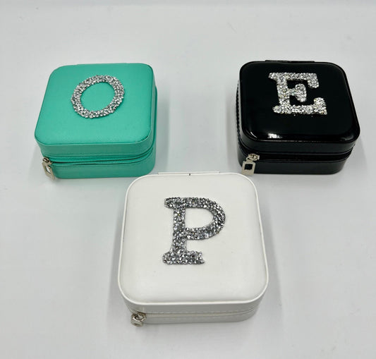 Travel/Mini Jewellery box - Rhinestone Letter Personalisation - sweetassistant