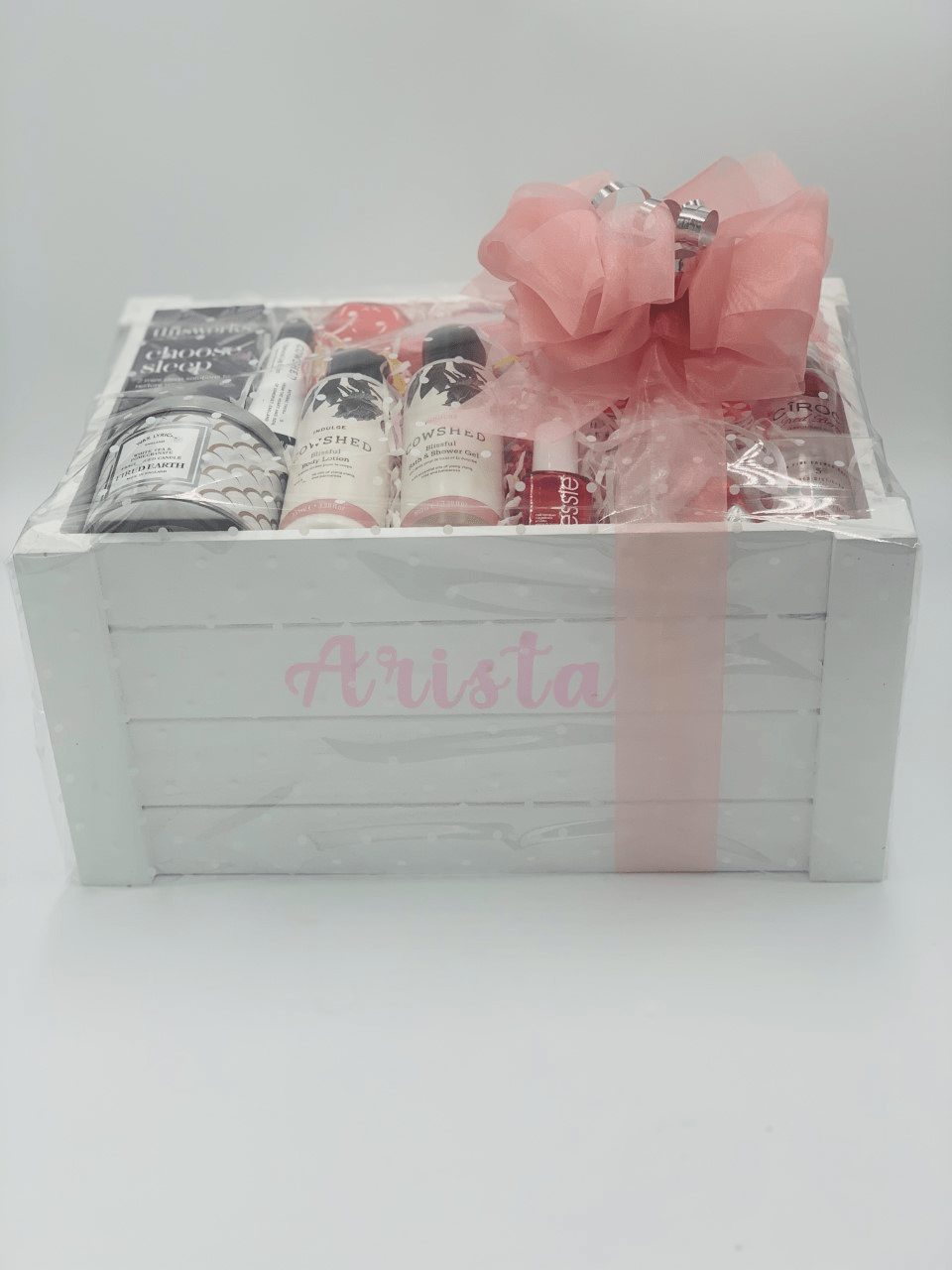 Personalised White Wooden Crate Pamper Hampers - Large - sweetassistant