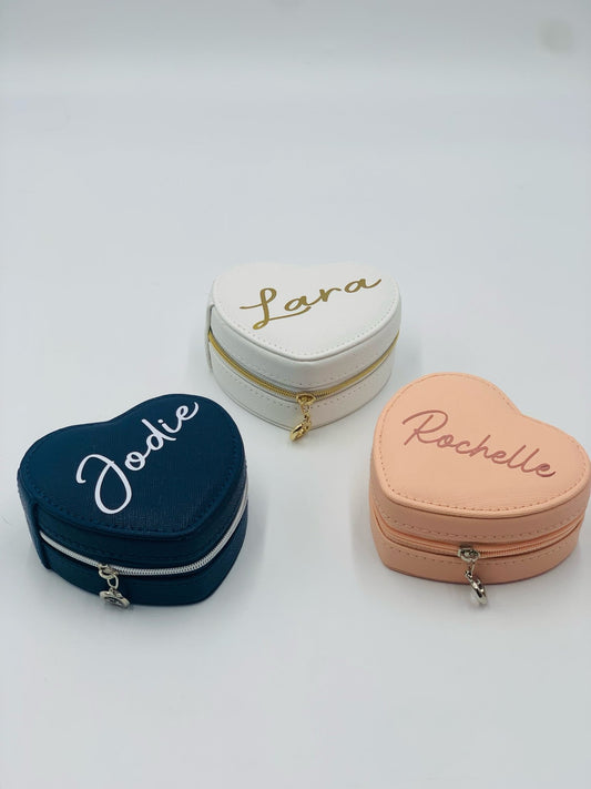 Personalised Heart Shaped Mini/Travel Jewellery Box - sweetassistant